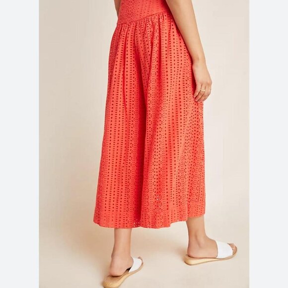 Anthropologie Eyelet Wide-Leg Pants Size 6 - Picture 2 of 5